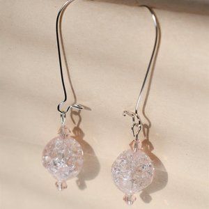 Pink Cracked Glass Earrings